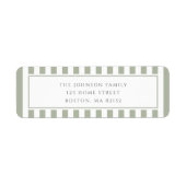 Étiquette Elegant Sage Green Stripes Address (Devant)