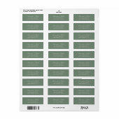 Étiquette Elegant Sage Green Wedding Return Address (Feuille entière)