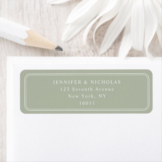 Étiquette Elegant Sage Green Wedding Return Address (En situation)