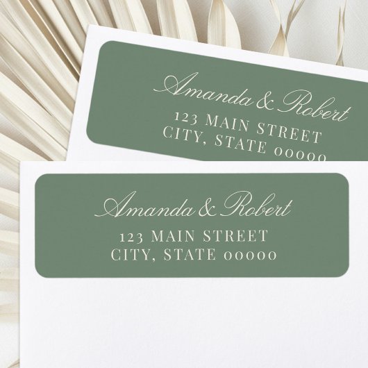 Étiquette Elegant Sage Green Wedding Return Address