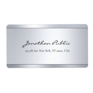 Étiquette Élégant Script Argent Modèle Adresse d'expédition