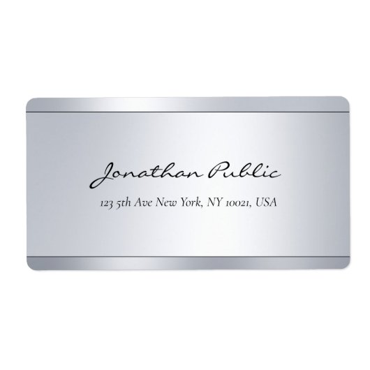 Étiquette Élégant Script Argent Modèle Adresse d'expédition (Devant)