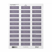 Étiquette Élégant Script Ash Purple Mariage Adresse de retou (Feuille entière)
