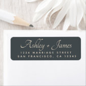 Étiquette Élégant Script Black Ivory Mariage Adresse de reto (En situation)