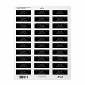 Étiquette Élégant Script Black Silver Mariage Adresse de ret (Feuille entière)