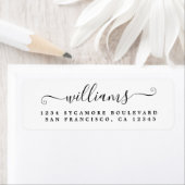 Étiquette Élégant Script Black White Family Adresse de retou (En situation)