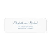 Étiquette Élégant script bleu foncé mariage adresse de retou (Devant)