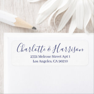 Étiquette Élégant script bleu moderne chic mariage élégant