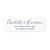 Étiquette Élégant script bleu moderne chic mariage élégant (Devant)