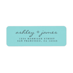 Étiquette Élégant Script Blue Mariage Adresse de retour
