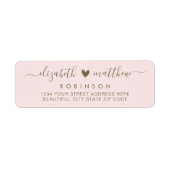 Étiquette Élégant Script Blush Gold Mariage Adresse de retou (Devant)