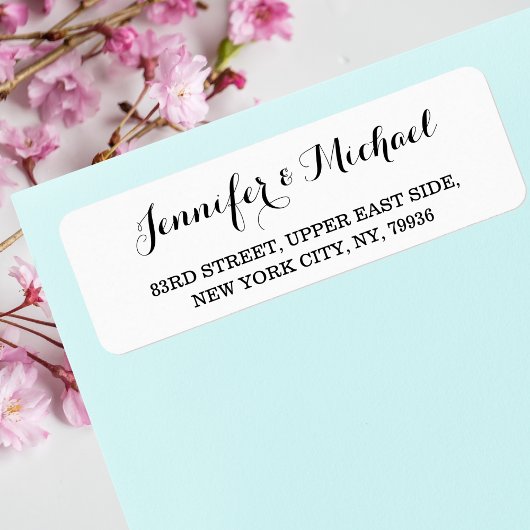 Étiquette Élégant Script Bride Groom Mariages Adresse de ret