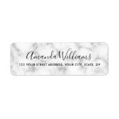 Étiquette Élégant script calligraphie adresse en marbre blan (Devant)