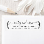 Étiquette Élégant Script Calligraphie Nom Adresse de retour (En situation)