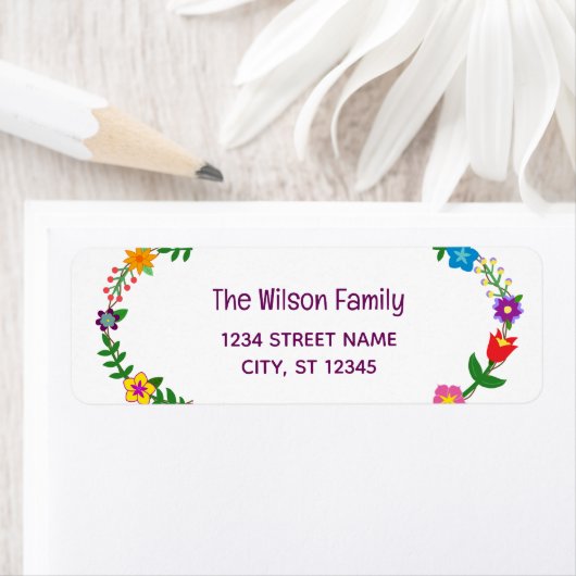 Étiquette Élégant Script chic Fleurs modernes Adresse de ret (En situation)