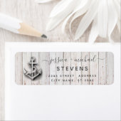 Étiquette Elégant script chic mariage nautique ancre bois (En situation)
