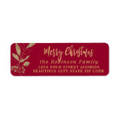 Étiquette Élégant Script Christmas Red Return Adresse Label (Devant)