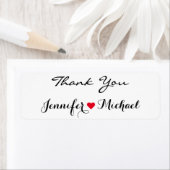 Étiquette Élégant Script Couple Nom Mariage de coeur Merci (En situation)