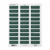 Étiquette Élégant Script Dark Green Adresse de retour (Feuille entière)