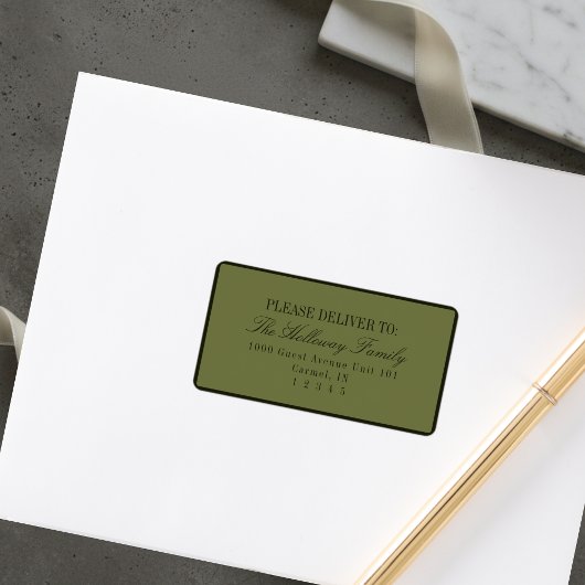 Étiquette Elegant Script Dark Green Formal Wedding