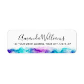 Étiquette Élégant script de calligraphie bleu violet (Devant)