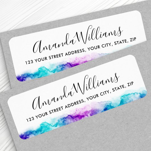 Étiquette Élégant script de calligraphie bleu violet