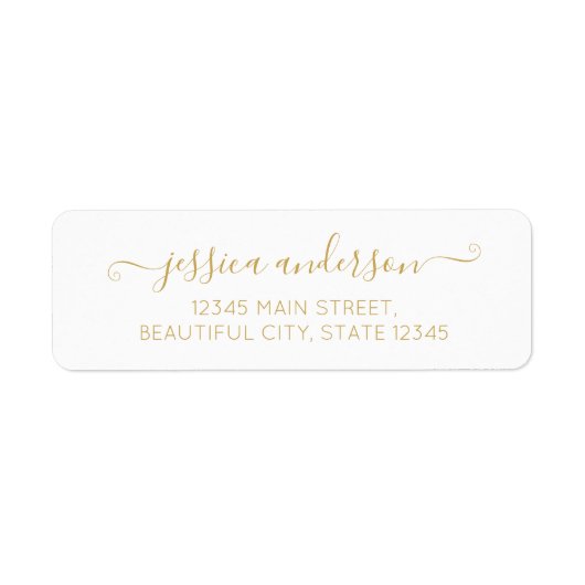 Étiquette Élégant script de calligraphie moderne Classic Gol (Devant)