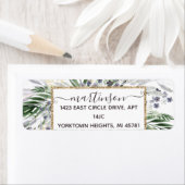 Étiquette Élégant Script de verdure Gold Frame Adresse de re (En situation)