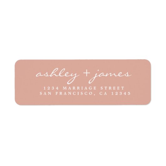Étiquette Élégant Script Dusty Mariage rose Adresse de retou (Devant)