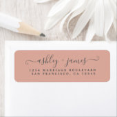 Étiquette Élégant Script Dusty Mariage rose Adresse de retou (En situation)