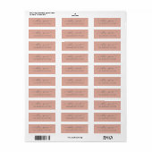Étiquette Élégant Script Dusty Mariage rose Adresse de retou (Feuille entière)
