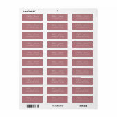 Étiquette Élégant Script Dusty Rose Mariage Adresse de retou (Feuille entière)
