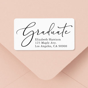 Étiquette Élégant Script Graduation Adresse de retour