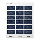 Étiquette Élégant Script Graduation Blue Adresse de retour (Feuille entière)