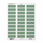 Étiquette Élégant Script Green Mariage Adresse de retour (Feuille entière)