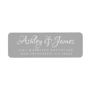 Étiquette Élégant Script Grey Mariage Adresse de retour