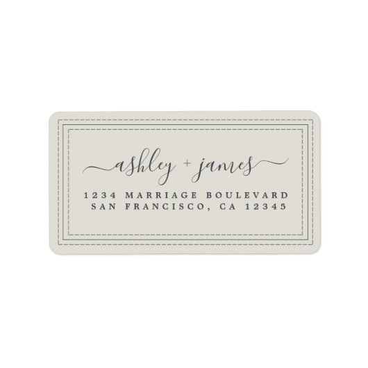 Étiquette Élégant Script Grey Mariage Adresse de retour (Devant)
