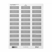 Étiquette Élégant Script Grey Mariage Adresse de retour (Feuille entière)