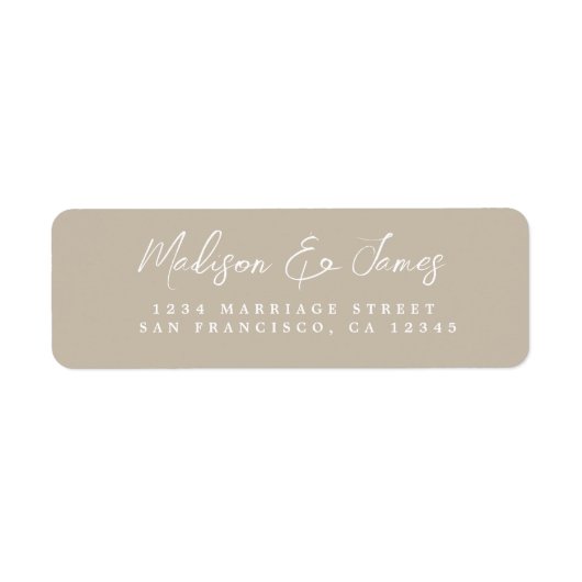 Étiquette Élégant Script Grey Mariage Adresse de retour (Devant)