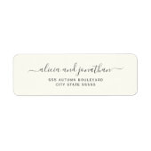 Étiquette Elegant script ivory cream wedding return address (Devant)