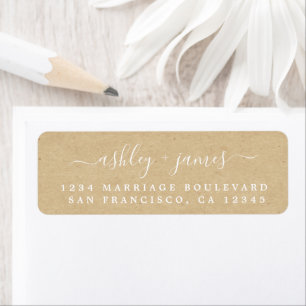 Étiquette Élégant Script Kraft Mariage papier Adresse de ret