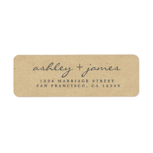 Étiquette Élégant Script Kraft Mariage papier Adresse de ret