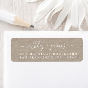 Étiquette Élégant Script Kraft Mariage papier Adresse de ret