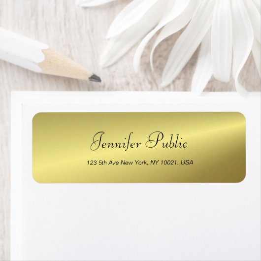 Étiquette Élégant script manuscrit moderne Modèle or (En situation)