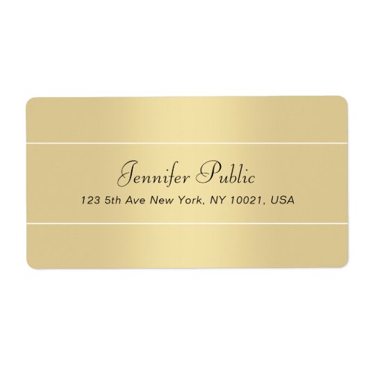 Étiquette Élégant script manuscrit moderne or blanc (Devant)