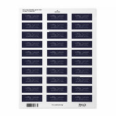 Étiquette Élégant Script Mariage bleu foncé Adresse de retou (Feuille entière)