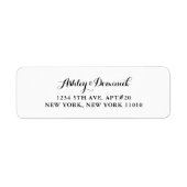Étiquette Élégant Script moderne Mariage noir Adresse de ret (Devant)