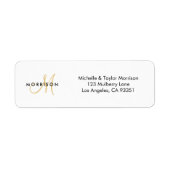 Étiquette Élégant Script moderne Monogram Gold Adresse de re (Devant)