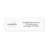 Étiquette Élégant Script moderne Monogramme Blush Pink Adres (Devant)