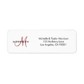 Étiquette Élégant Script moderne Monogramme rouge Adresse de (Devant)